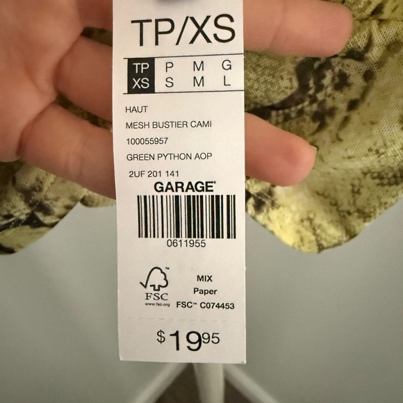 NWT Garage Snake Print Lime Green Crop Top | Size XS | Perfect for Summer - Picture 4 of 7